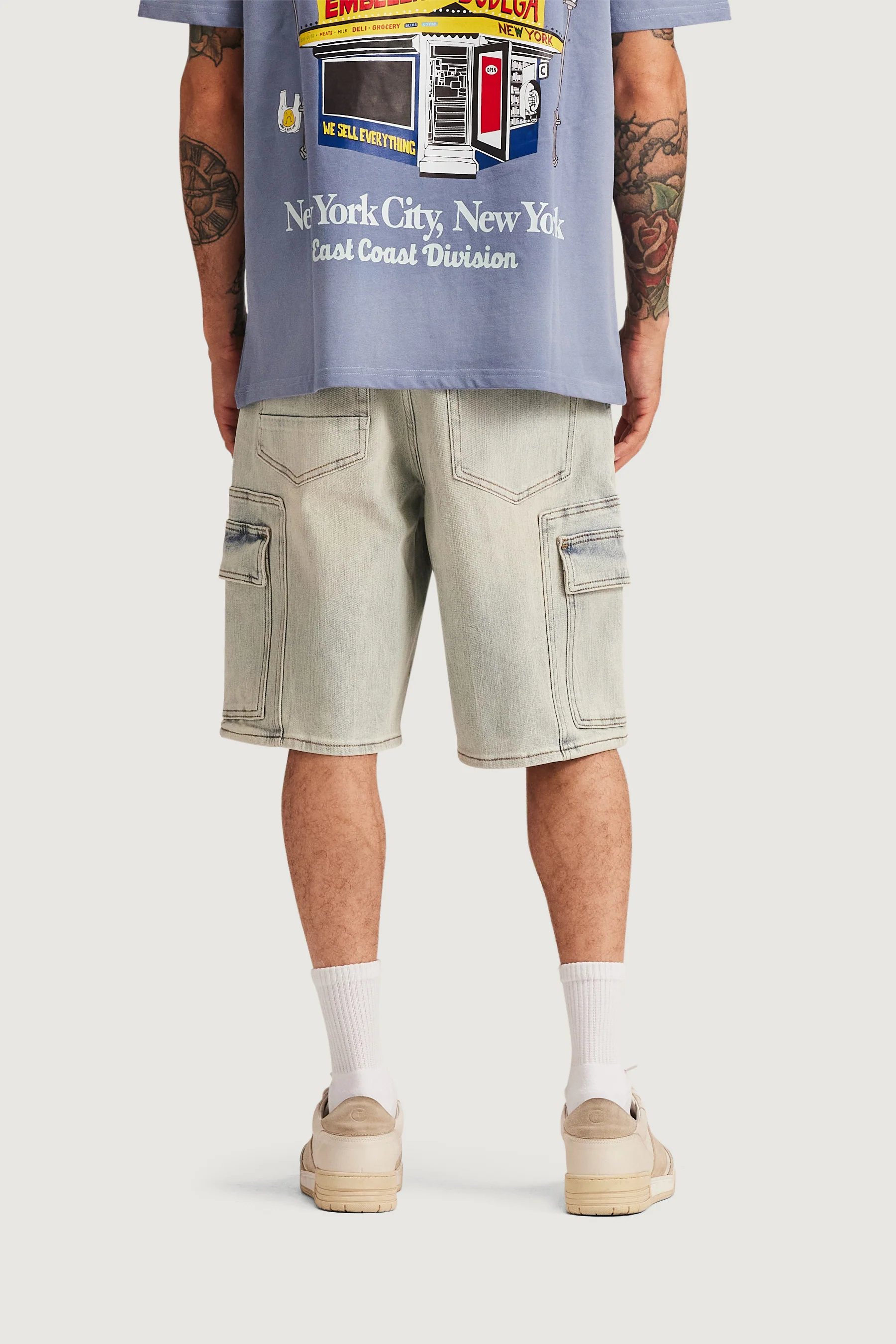 General Cargo Denim Shorts (Bleached Wash) - Image 6