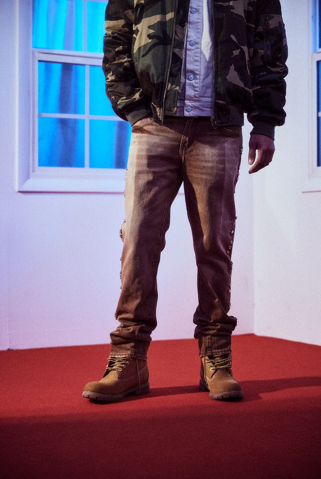 Saddle Studded Straight Denim (Tobacco) - Image 4