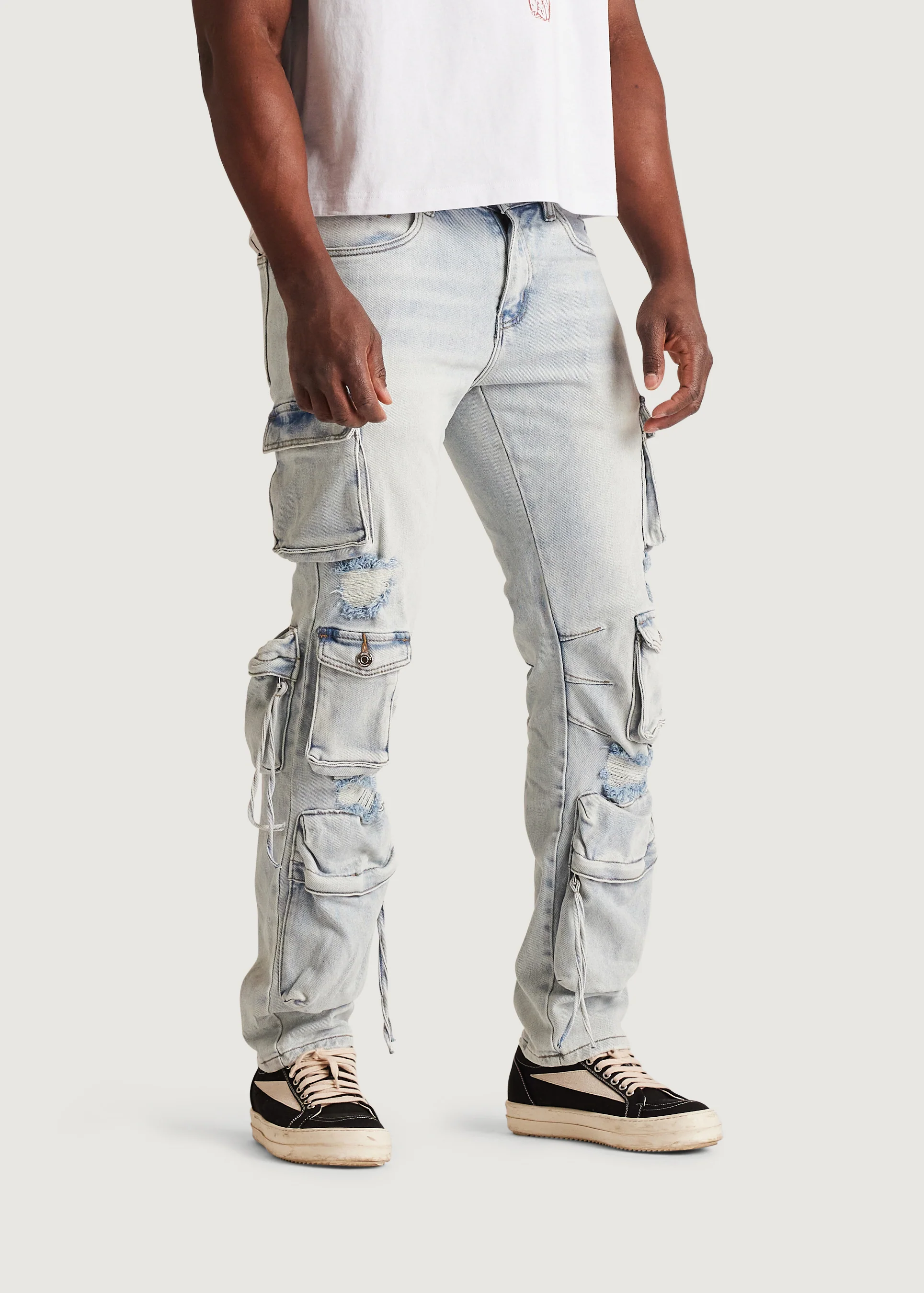Squadron Slim Straight Cargo Denim (Light Wash) - Image 5