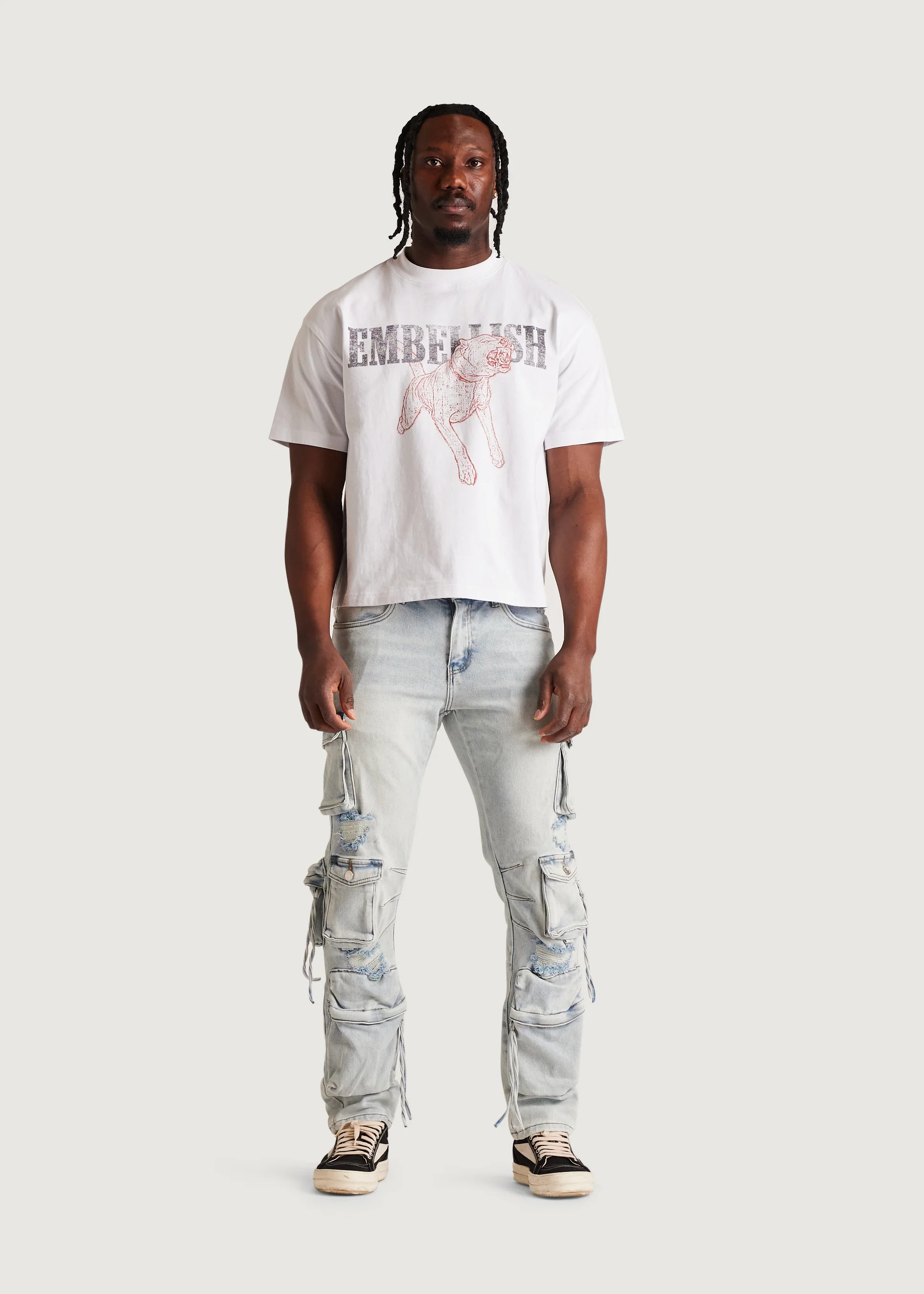 Squadron Slim Straight Cargo Denim (Light Wash) - Image 9